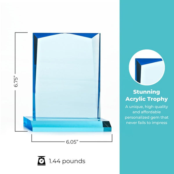 Sky Blue Acrylic Trophy - Beveled Rectangle