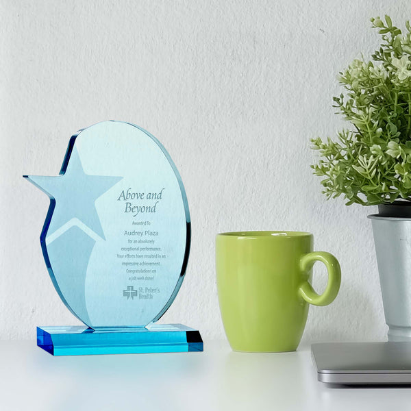 Sky Blue Acrylic Trophy - Shooting Star