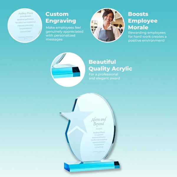 Sky Blue Acrylic Trophy - Shooting Star