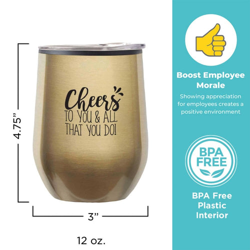 4 Pack of 12 oz Insulated Gold Wine Tumblers