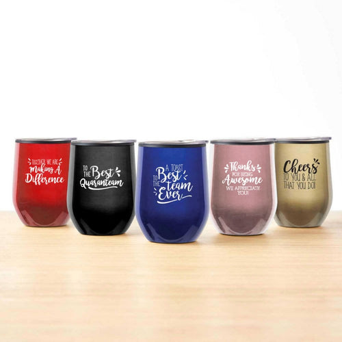 THILY Wine Tumbler丨 Cheers Set 2 Pack丨Rose Gold + White