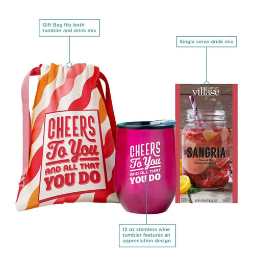 Sustainable Corporate Gift Tumbler with Lid | Cheers! Wine Tumbler - Cheers to You | Baudville