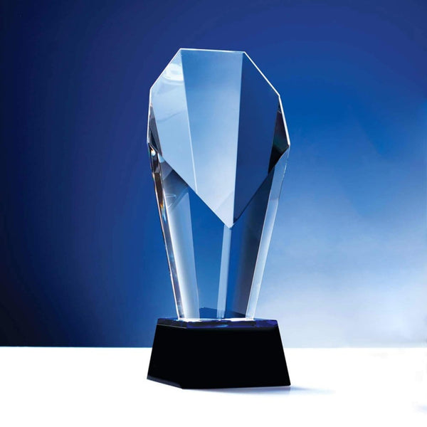 Spotlight Crystal Trophy with Blue Accent- Large