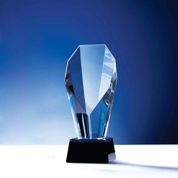 Spotlight Crystal Trophy with Blue Accent - Small