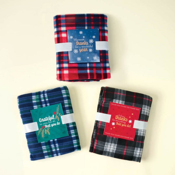 Cozy Plaid Fleece Blanket - Warmest Thanks