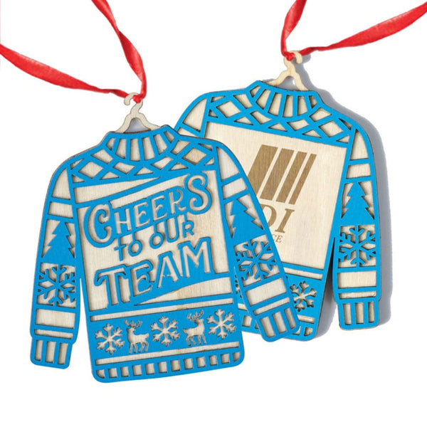 Charming (Not) Ugly Sweater Ornament - Cheers to Our Team