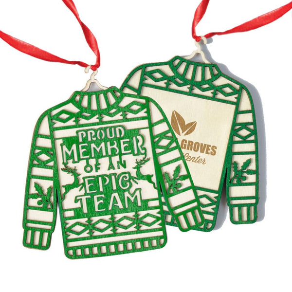 Charming (Not) Ugly Sweater Ornament - Epic Team