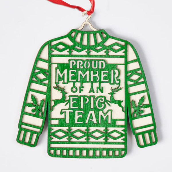 Charming (Not) Ugly Sweater Ornament - Epic Team