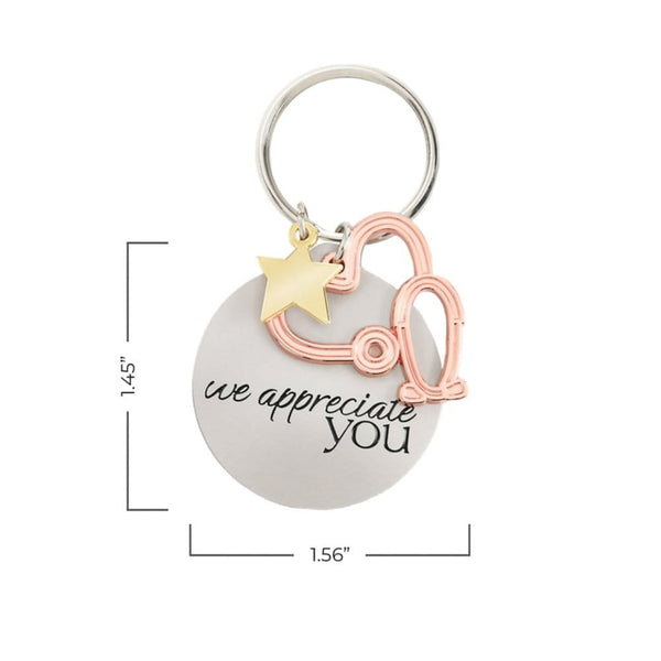 Charming Copper Key Chain - Stethoscope: We Appreciate You