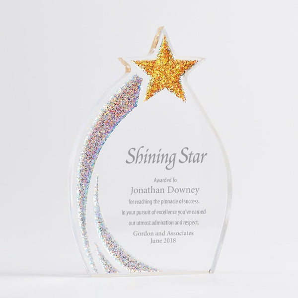 Shimmering Acrylic Award - Star Flame