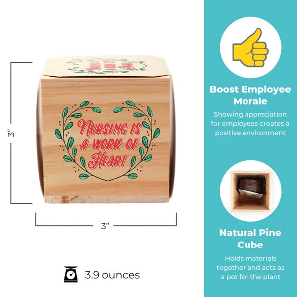 Nurse Appreciation Plant Cube - Nursing is a Work of Heart