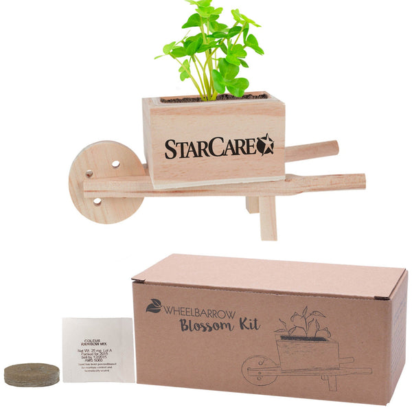 Add Your Logo: Wooden Wheel Barrow Blossom Kit