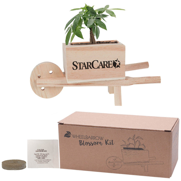 Add Your Logo: Wooden Wheel Barrow Blossom Kit