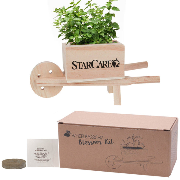 Add Your Logo: Wooden Wheel Barrow Blossom Kit