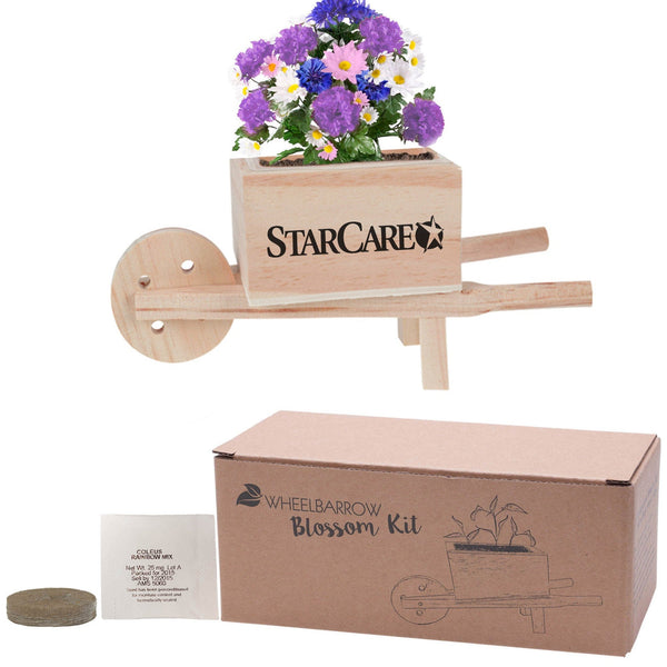 Add Your Logo: Wooden Wheel Barrow Blossom Kit