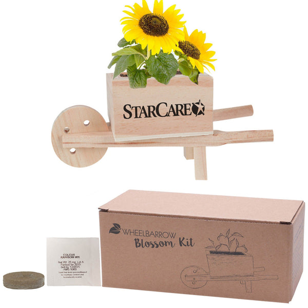 Add Your Logo: Wooden Wheel Barrow Blossom Kit