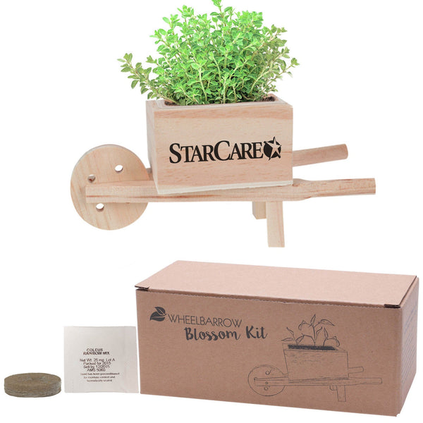 Add Your Logo: Wooden Wheel Barrow Blossom Kit