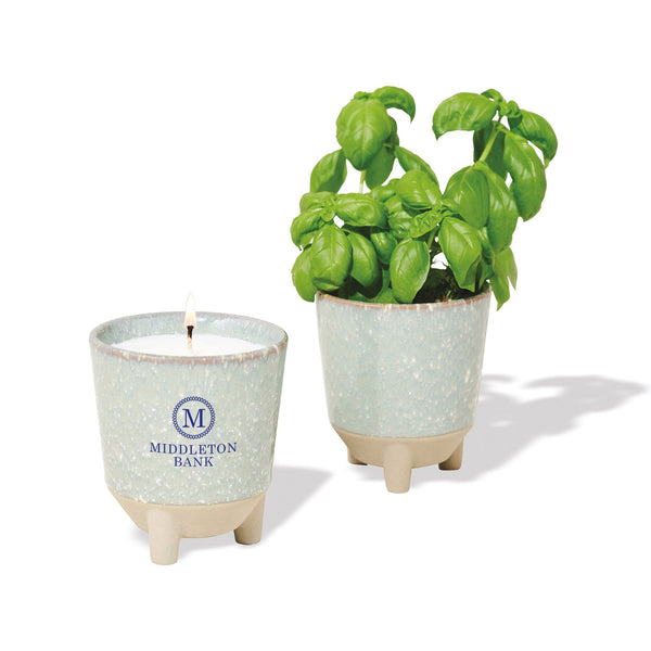 Add Your Logo: Modern Sprout Candle and Planter Gift Set