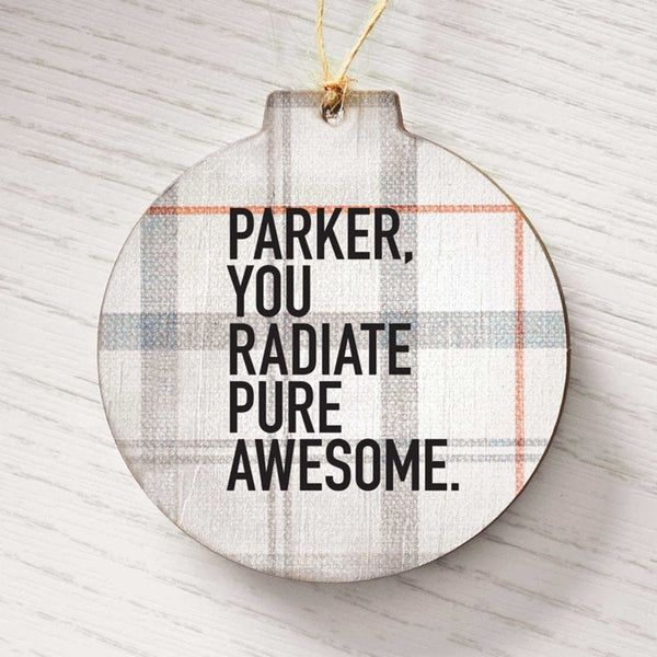 Custom: Holiday Wood Ornament - Gray Plaid