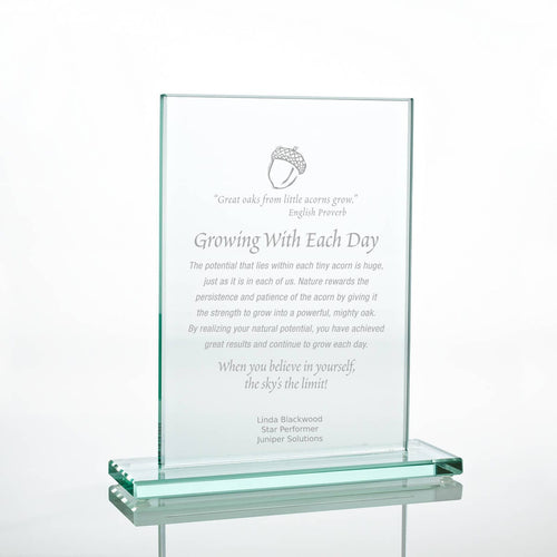 Recognition Plaques Clear Glass Horizontal Rectangle Award with Base  Appreciation