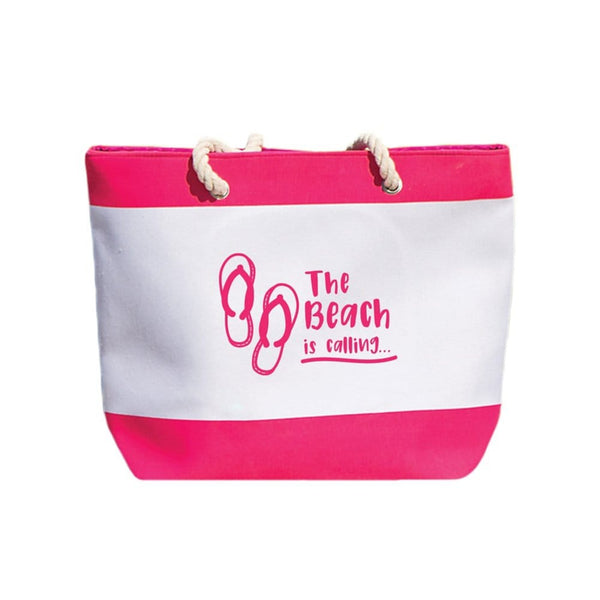 Nautical Beach Bag - Beach is Calling - Pink