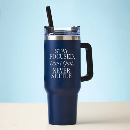40 oz. Tumbler with Straw and Handle, White – Ohio Dominican Campus Store