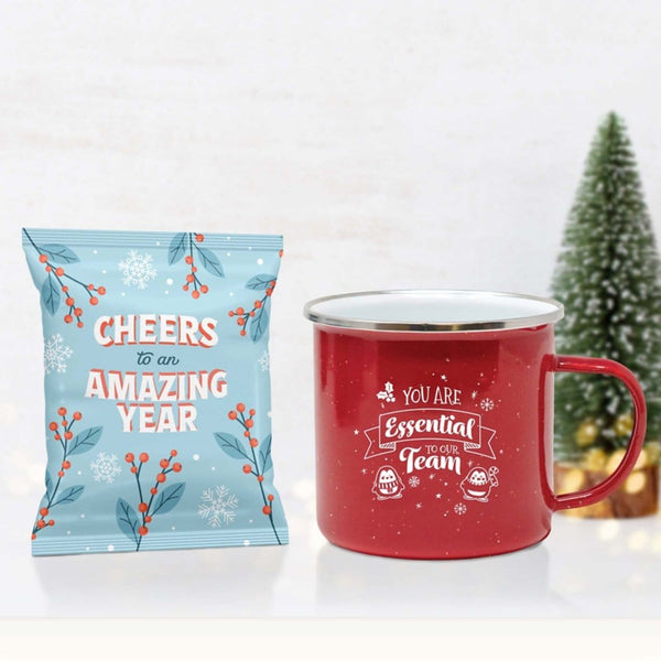 Hot Cup of Cocoa and Enamel Mug Gift Set -Essential Team (Red)